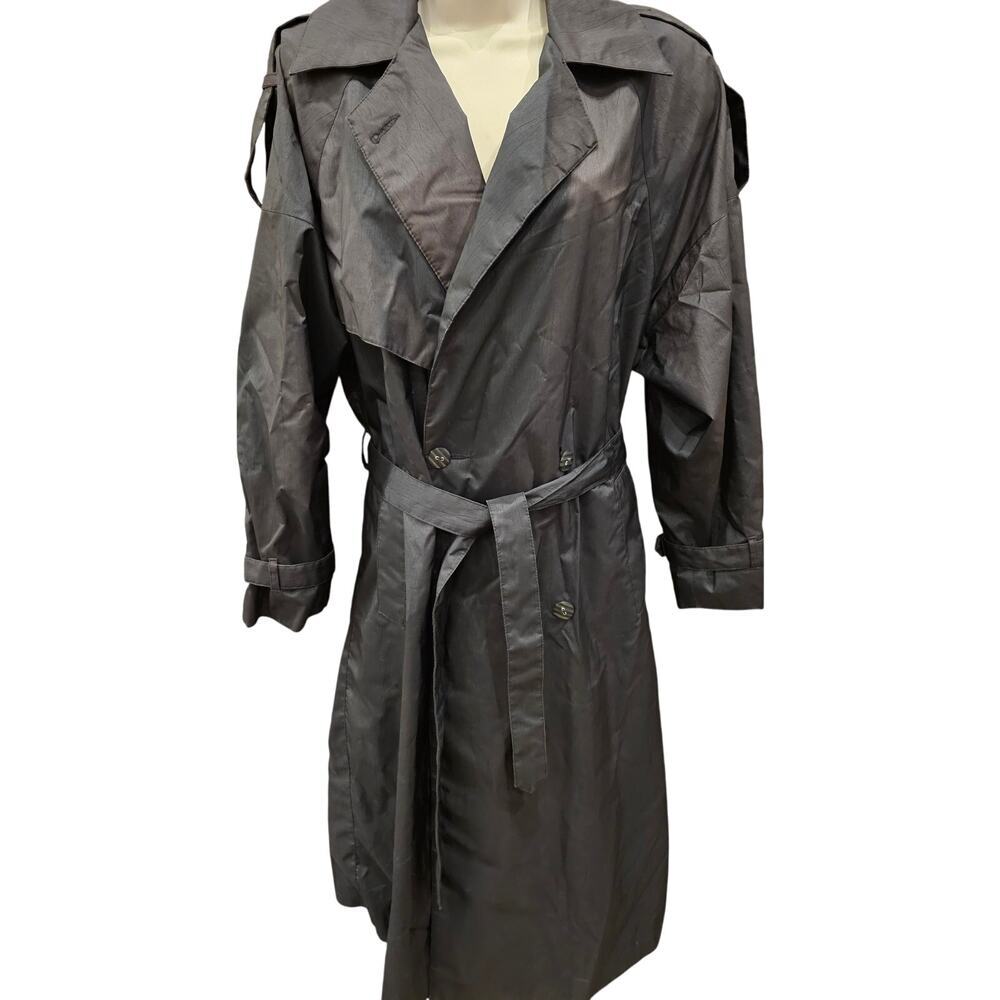 Peter Daniels Womens Trench Coat Size 7 Belted Polyester With Rubber Backing +